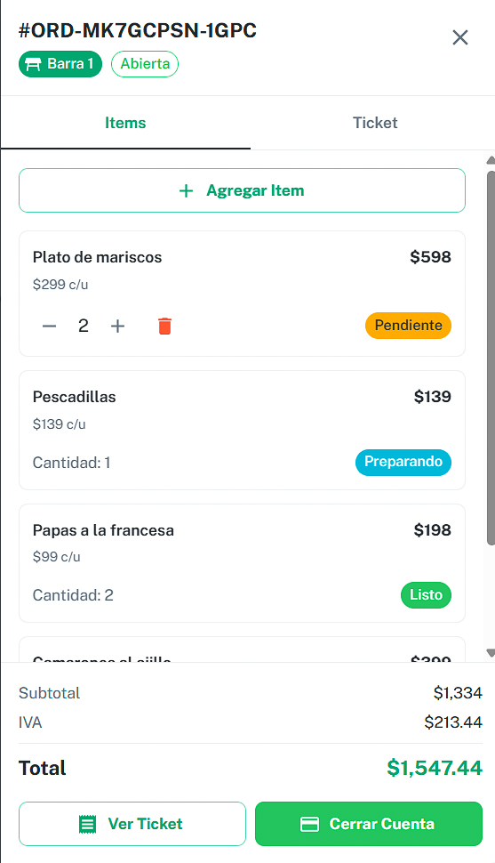Interfaz de Table_Service_Live